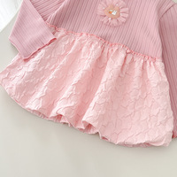 Robe Courte Décontractée en Tricot pour Filles, Coupe Princesse Évasée, Manches Longues, Tissu Adouci, Plissée, Décoration 3D, Couleur Unie 2026