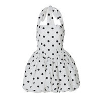 Robe à Pois Sexy avec Nœud Halter Slash Col Laçage Bandage Dos Mini Sling Robe Femmes Taille Basse Robe de Bal Robes Femme Robe 3254