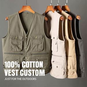 เสื้อกั๊กหลากกระเป๋าสำหรับทุกเพศ, เสื้อกั๊ก100% สีกากีกันลมย้อนกลับได้ลำลองสำหรับตกปลา - Product Image 4