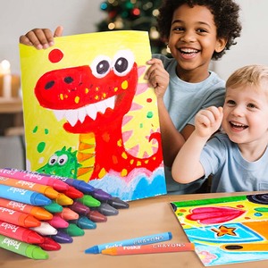 Coffret de crayons de cire Foska pour enfants, 24 couleurs vives, non toxiques et sûrs, pour le dessin, les fournitures artistiques, les activités créatives des enfants et des élèves. - Product Image 6