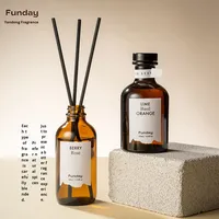 FUNDAY FJ 15 Huile de parfum haut de gamme en verre, diffuseur à bâtonnets décoratif classique longue durée pour hôtel et maison, fait main, forme irrégulière 0