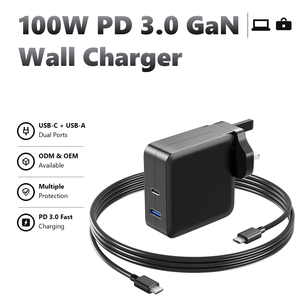 อะแดปเตอร์ชาร์จ GaN 100W PD 3.0 แบบติดผนัง ชาร์จเร็ว USB-C พร้อมสาย Type-C + USB A สำหรับแล็ปท็อป MacBook <span class=keywords><strong>iPhone</strong></span> Airpods - Product Image 1