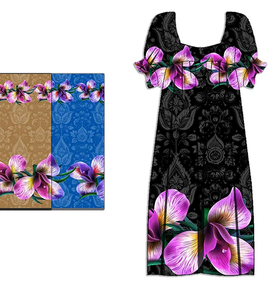 Pohnpei Micronesia Mumu Fabric custom digital print polyester printed floral Polynesian Hawaiian fabric