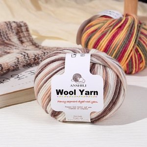 Fil de laine mélangé et teint par segments, 290 fils, épaisseur moyenne, pour tricot à la main de pulls pour bébés, vente en gros transfrontalière, Hebei - Product Image 3