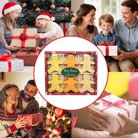 Coffret Cadeau de Bombes de Bain Artisanales en Forme d'Homme en Pain d'Épices de Noël, Bombes de Bain Naturelles Effervescentes, Forme Mignonne dans une Boîte Rouge