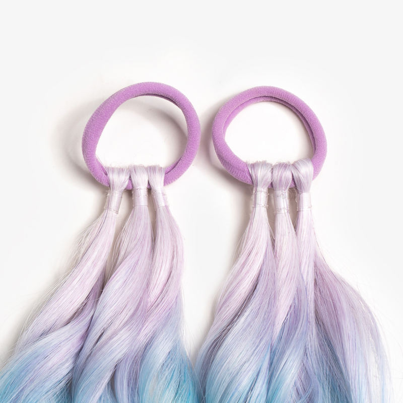 24-Inch Elastic Synthetic Bubble Ponytail with Deep Wave Style Glittering Kids Hair Extensions for Kids Sparkling Tinsel Braids