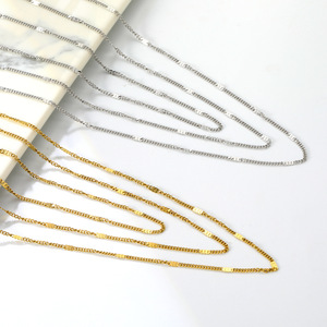 Collar de cadena de moda, aleación de zinc, minimalista, cadena sencilla para mujer, uso diario, color plata y oro, diseño geométrico - Product Image 1