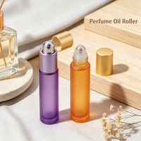 Flacons roulants ronds en verre dépoli de 10 ml, vides, rose, rouge, noir, vert, bleu, rechargeables pour parfum, aromathérapie, déodorant, huile