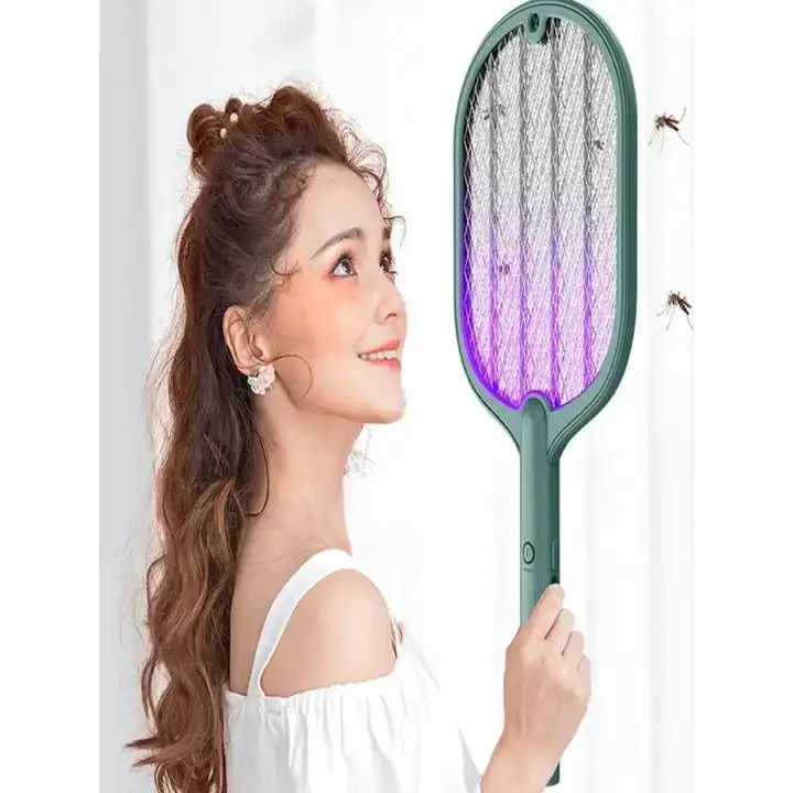 Raquette électrique multifonctionnelle rechargeable anti-moustiques et anti-mouches
