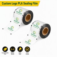 Rollo de Película de Sellado para Té de Burbujas de 90 mm, Transparente, Fácil de Despegar, con Logotipo Personalizado Impreso, para Vasos de PLA y Papel