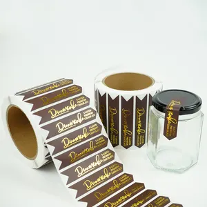 Stiker botol cap panas kertas emas perekat kustom stiker segel tutup botol stiker segel tamper stiker segel