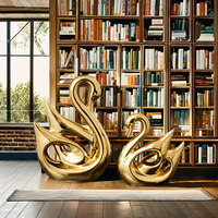 Statues de cygne modernes en céramique 2 pièces pour décoration intérieure de bibliothèque ornements de bureau Figurines de bureau Art déco pour décoration de chambre intérieure
