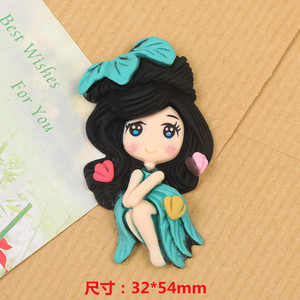 Accessori DIY 35*55mm Kawaii <span class=keywords><strong>cartone</strong></span> <span class=keywords><strong>animato</strong></span> <span class=keywords><strong>principessa</strong></span> sirena ciondoli in resina per capelli fiocco cassa del telefono decorazione - Product Image 3