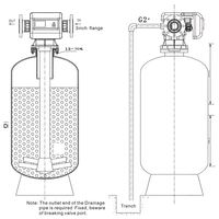 Vanne de contrôle automatique pour adoucisseur d'eau 45000 avec écran LCD, système double mode temps/courant pour le traitement de l'eau pure