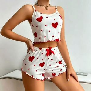 Pyjama élégant et doux pour femmes, 2 pièces, style délicat, dentelle et satin, meilleure qualité - Product Image 1