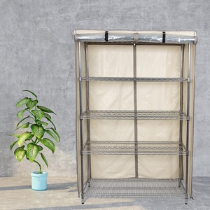 <span class=keywords><strong>YA</strong></span> SHINE Un lado Ver a través del panel Estante de alambre Estantería de almacenamiento de protección contra el polvo Cubierta de estante de alambre - Product Image 4