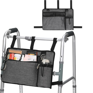 Walker Storage Bag Multi Pocket Oxford Cloth Hanging Organizer For <b>Rollator</b> And Wheelchair Blue Grey - Product Image 1