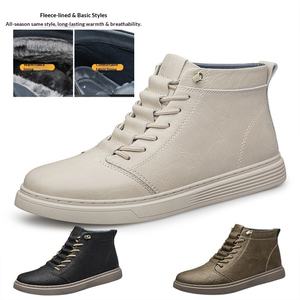 Zapatillas Casuales de Primavera y Otoño con Punta Redonda y Forro de Felpa, Zapatillas de Lona Transpirables y Resistentes al Desgaste con Parte Superior de Cuero para Hombre - Product Image 1
