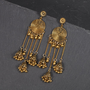 Boucles d'oreilles pendantes vintage papillon bohème en alliage plaqué argent antique, bijoux de fête pour femmes HY-7736 - Product Image 2