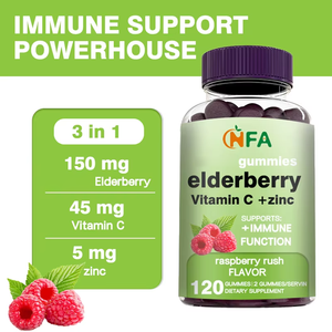 Suplemento dietético de buena calidad 3 en 1, soporte inmunológico diario, gomitas de bayas de saúco, gomitas con sabor a frambuesa, diseñadas para adultos - Product Image 4