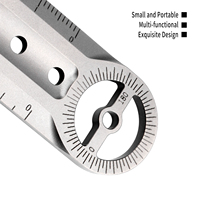 Règle multifonctionnelle EDC en titane usiné CNC, rapporteur industriel 0-180 degrés, outil portable de marquage circulaire pour le dessin quotidien