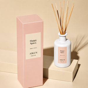 Aikun 100ml White Cylinder Long Lasting Reed <b>Diffuser</b> With Rattan Sticks Pink Box For Home Decor Gift Store Wholesale Supply - Product Image 1