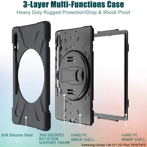 삼성 갤럭시 태블릿 S8 플러스 펜 슬롯이있는 갤럭시 탭 커버 케이스 용 충격 방지 견고한 태블릿 케이스