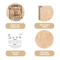 Madera personalizada Lino de madera DIY haz tu propio álbum de recortes libro de cocina receta tarjetero organizador carpeta con pestañas
