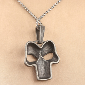 Colgante de calavera de acero inoxidable, diseño de esqueleto geométrico, collar de estilo Punk para hombres y mujeres, regalo 231060 - Product Image 2