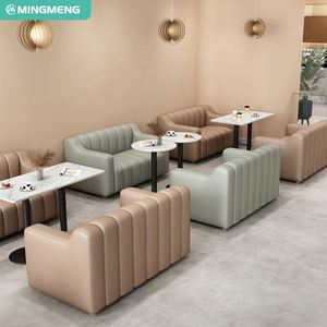 Tables et chaises légères et luxueuses pour café-restaurant Tables et chaises en cuir Ensemble lounge dessert - Product Image 2
