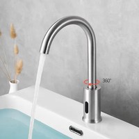 Robinet mitigeur de salle de bain moderne monotrou à commande automatique sans contact, en laiton, pour lavabo, à poignée unique, à poser sur le comptoir