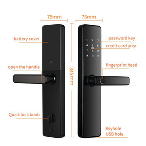 Cerradura Inteligente QLEUNG S819 con Huella Dactilar, Contraseña, Tarjeta y Llave, Totalmente en Negro, con WiFi - Product Image 5