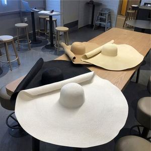 Wide Brim Hat Sunscreen Folding Floppy Sun <b>Straw</b> Hats Summer Women Beach Hats - Product Image 5