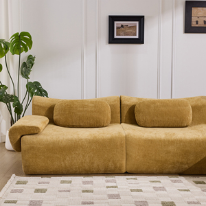L Shape Modular Sectional <b>Sofa</b> Fabric Cushion Back Padded Arm Contemporary Living Room <b>Set</b> With Ottoman - Product Image 3