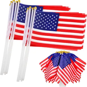 Dalam stok tangan melambai bendera Mini Amerika 5x8 bendera bendera genggam untuk dekorasi patriotik dekorasi pesta dan parade