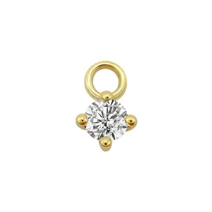 14k Gold Jewelry Cute Tiny Charms Pendant Solid Yellow Gold Moissanite Gemstone Charms Wholesale