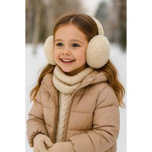Plüschige, faltbare beige Ohrenschützer für Kinder mit extra Kälteschutz Klk01 - klk02-Beige - Product Image 1