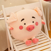 Oreiller en peluche rond rose personnalisé OEM ODM, coussin en peluche de cochon de dessin animé avec logo personnalisé, jouet en peluche cochon kawaii en gros