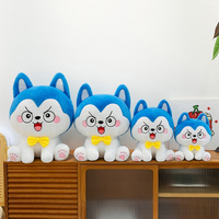 Peluche Husky Furieux avec Nœud Papillon, Coussin Chien Cartoon au Visage Goguenard, Jouet Compagnon Mignon en Coton PP Doux, Vente en Gros