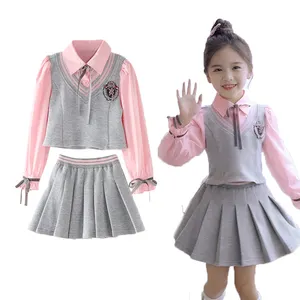 Toddler Baby Girl Uniform Clothes Set 2024 New Children's Spring and Autumn Wear College Style Top Skirt for Children