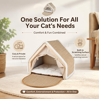 Lit pour chat moderne 4 saisons avec tapis griffoir en plastique pour chats d'intérieur