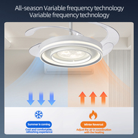 Ventilateur de plafond LED invisible avec télécommande, design moderne, 6 vitesses, pour salon et salle à manger, usine de Zhongshan