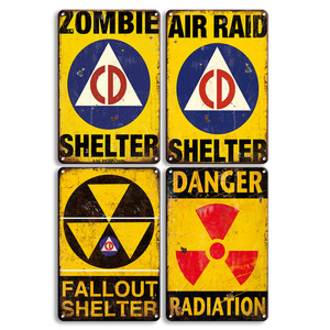 Ensemble de panneaux métalliques vintage « <span class=keywords><strong>Zombie</strong></span> Radiation Shelter » – Décoration murale rétro pour salle de jeux, garage, bar - Product Image 3
