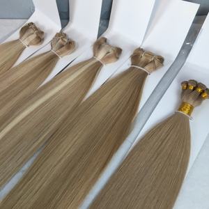 Extensiones de Cabello Humano Virgen Europeo Ruso de Primera Calidad, Tejido a Máquina, Duración de 1 Año, Color Rubio con Mechas, Mechones Finos - Product Image 3