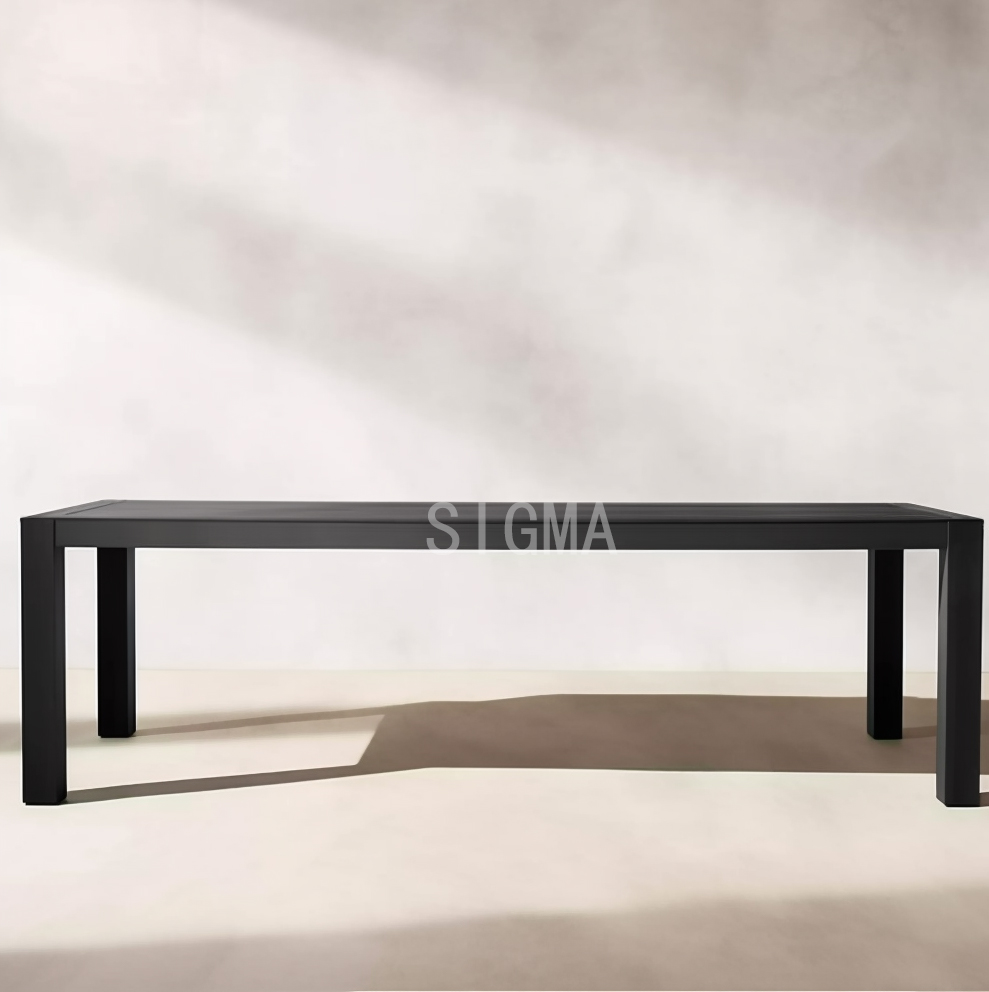 Manufacturer New Design Wholesale High Quality Metal Aluminum Frame Base Set Centre Dining Table Rectangle Aluminium Chair