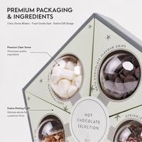 Coffret Cadeau Chocolat Chaud de Noël 5 Packs – Mélange de Cacao, Boules Décoratives, Guimauves, Sirop de Pain d'Épices, Garnitures pour Biscuits – Vente en Gros OEM