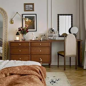 Commode de style rétro français en bois massif, table de toilette antique multifonctionnelle, rangement rétractable moderne pour la maison, pour ensemble de bar - Product Image 3