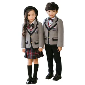 Ventas Unisex primavera y otoño Reino Unido estilo niños de primaria los niños uniformes de la escuela