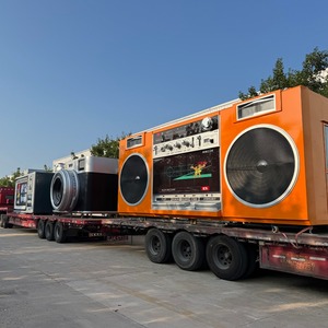 Camion alimentaire extérieur rétro-vintage en acier inoxydable enregistreur audio mobile et remorque alimentaire remorquable géante en forme de radio - Product Image 3