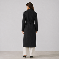 Manteau d'hiver en laine pour femme, personnalisable OEM/ODM, doublure en cachemire écologique, col rabattu et ceinture